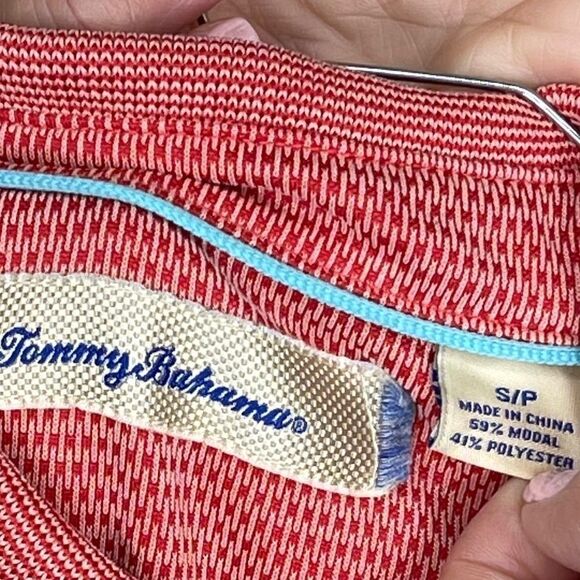 Small Tommy Bahama Red-Orange SS Polo - Picture 2 of 4